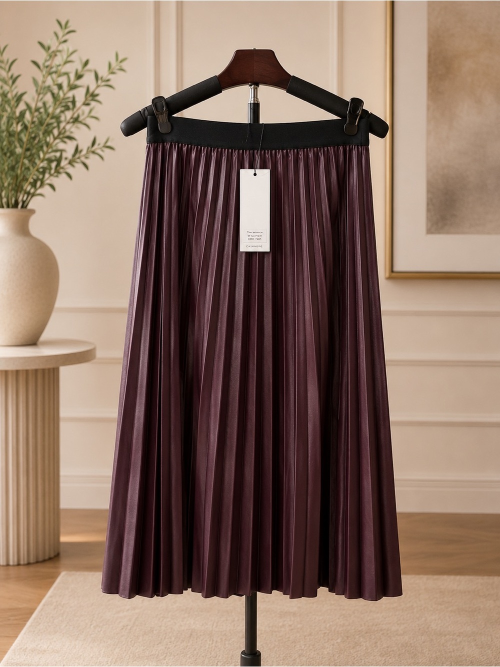 Calvin Klein Pleated Midi Skirt in Plum